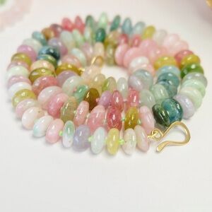 14K Gold Afghani Tourmaline Beaded Candy Necklace